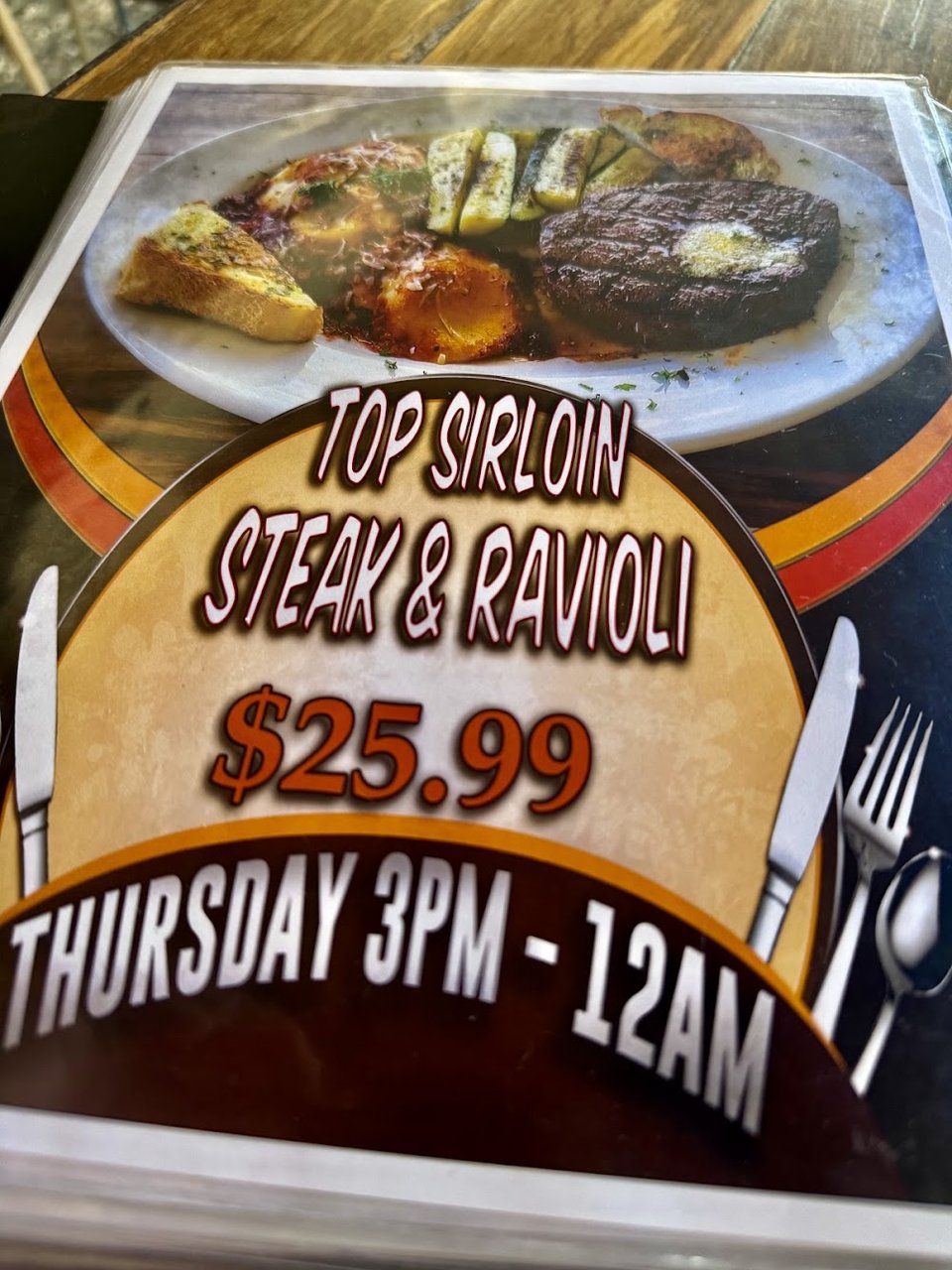 Top Sirloin Steak & Ravioli